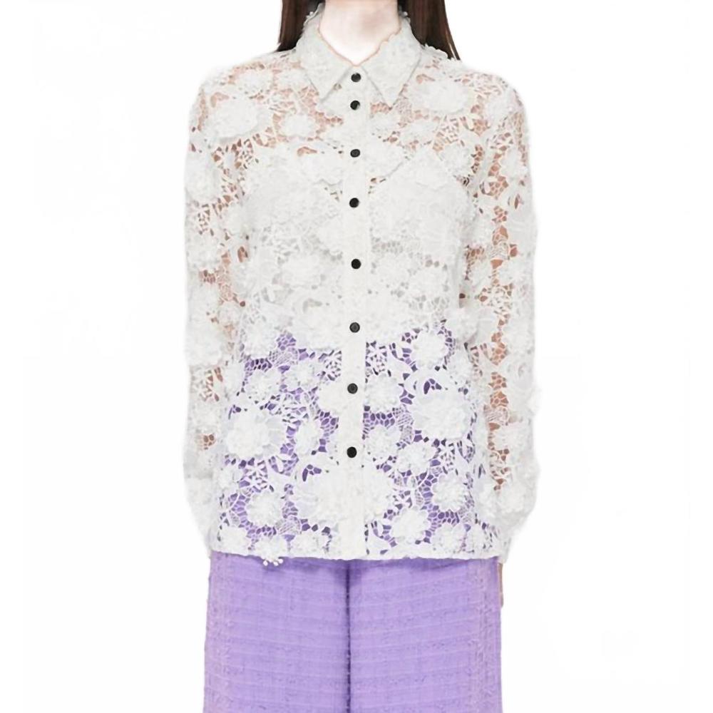 NEW LEO LIN sabrina lace shirt in snow